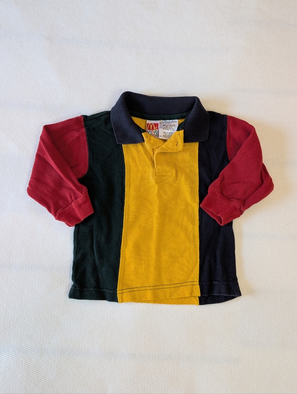 Vintage McKids McDonald's 24M Toddler Boy Striped Rugby Polo Shirt 90s Retro